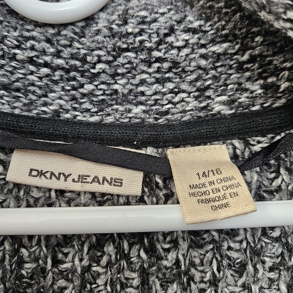 DKNY Jeans Gray/Black Knit Women's Cardigan Plus Size 14/16 - Picture 4 of 5